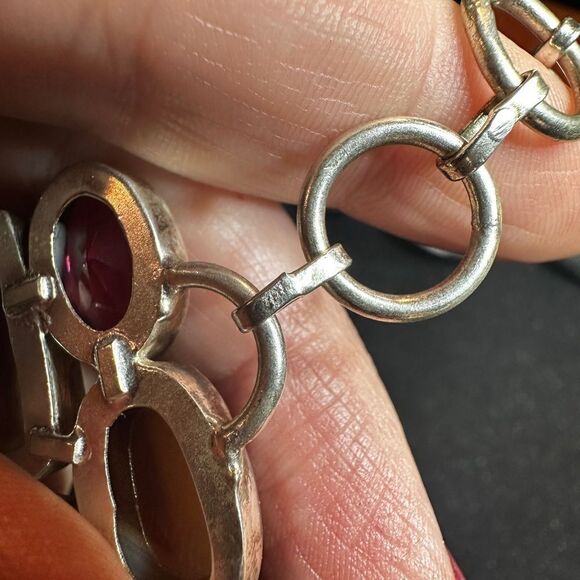 Incredible sterling silver, multi-stone (faceted and polished) bracelet! - Picture 10 of 16